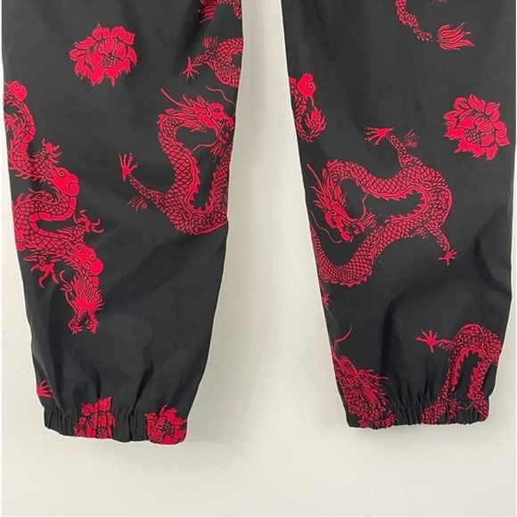 Like An Angel Dragon Print Red & Black Stretch Harem Pants  Size Small EUC - Picture 3 of 12